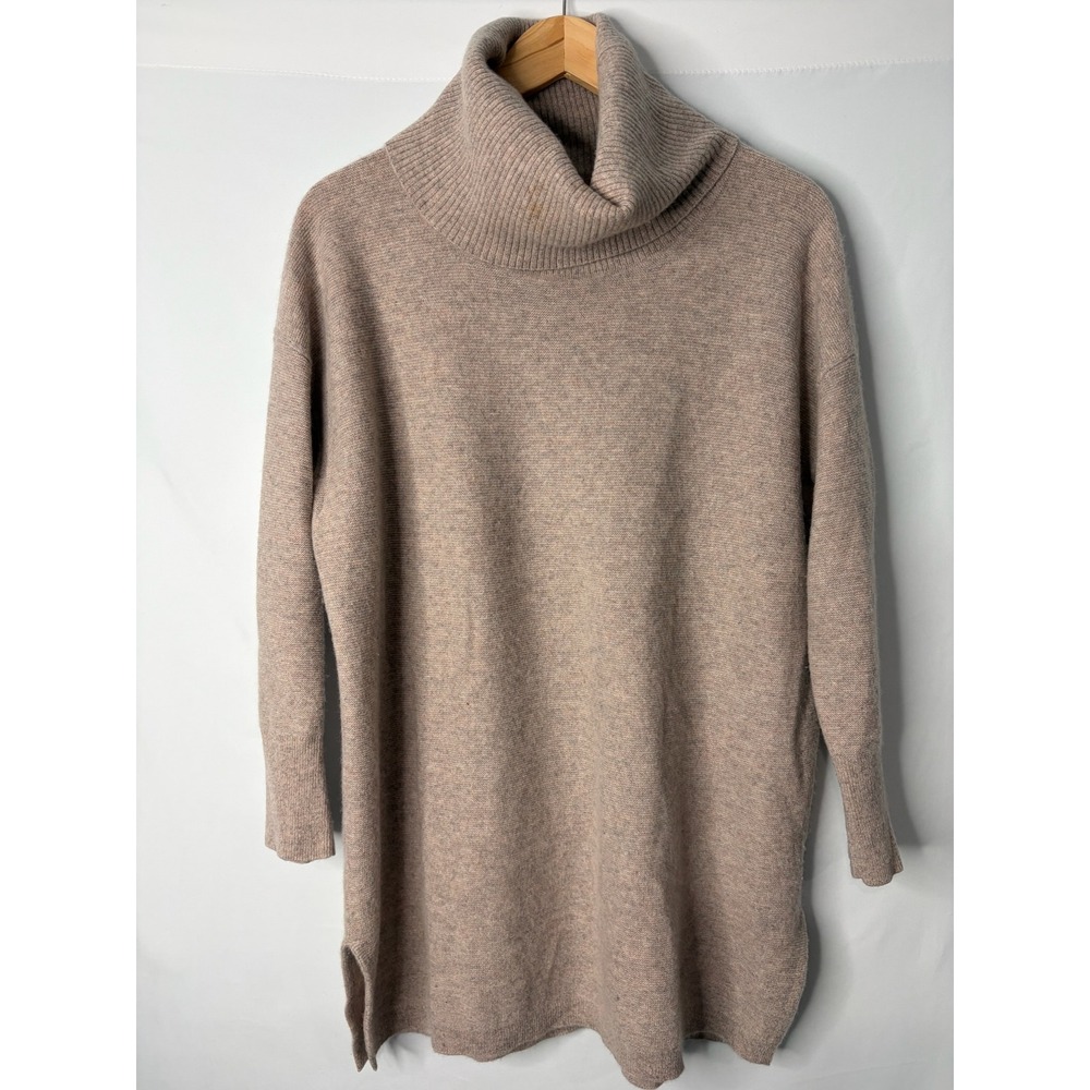 L.L. Bean 100% Recycled Cashmere Turtleneck Sweater XS/S Tan Beige Minimalist